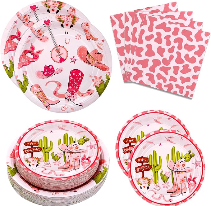 180PCS Cowgirl Paper Plates and Napkins Party Supplies Serve 60 | by Osonm