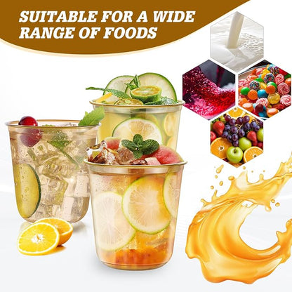 KesaPlan 50Pcs 12oz Gold Plastic Party Cups, Disposable Wine Cocktail Cups | - Image 7
