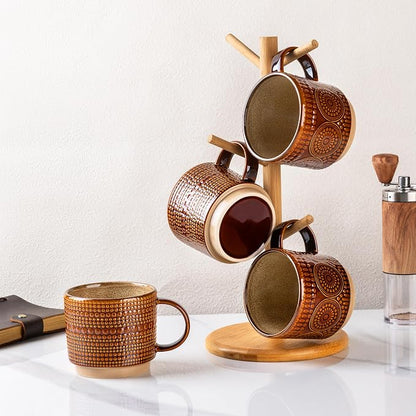 GBhome 12 oz Coffee Mugs Set of 4, Stackable Ceramic Coffee Cups Set | Modern - Image 8