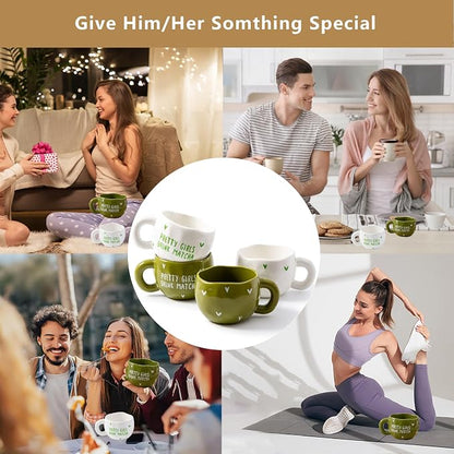 4pcs Ceramic Coffee Cups, 9.4OZ Cute Matcha Cup Set, Dishwasher Safe Green Tea - Image 6