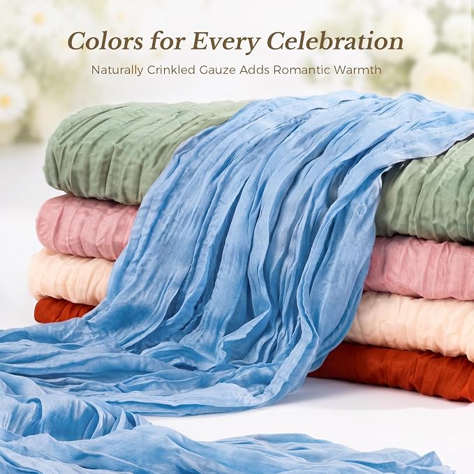 10 Pack Baby Blue Cheesecloth Gauze Table Runners, 35x120 Inch | Extra Wide - Image 6