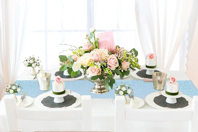 ShiDianYi Aqua Blue Sequin Table Runner 12''X72'' - Image 2