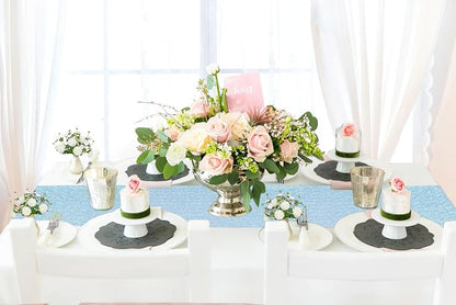 ShiDianYi Aqua Blue Sequin Table Runner 12''X72'' - Image 2