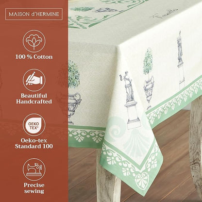 Maison d' Hermine Table Cloth Square Table 100% Cotton 54 x 54 Inches Tablecloth Reusable Decorative for Dining Room Farmhouse Home Valentines Day Decorations Spring Summer - Jardin Du Roy