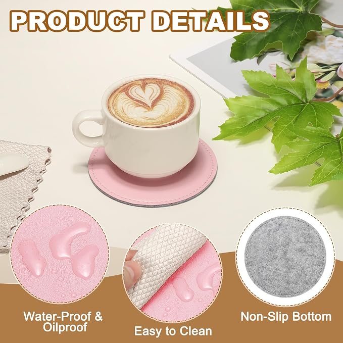 uxcell 5Pcs PU Leather Coasters - Image 3
