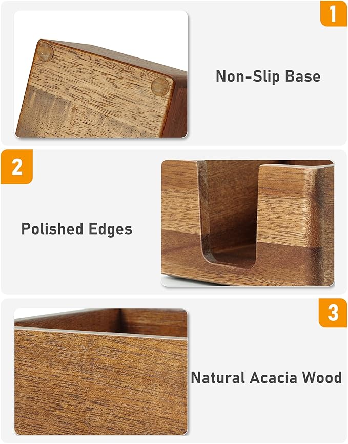 Acacia Wood Sticky Note Holder, Post It Note Dispenser - Image 3