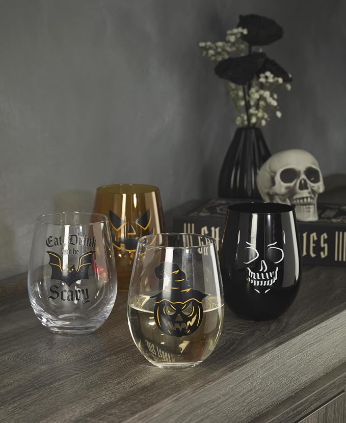 Oneida Barware, Vintro Halloween Stemless Wine Glasses, Dishwasher Safe - Image 3