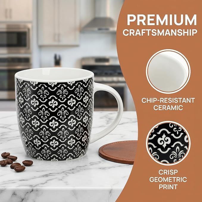 Okllen 6 Pack 11.5 Oz Coffee Mugs Geometric Textured, Ceramic Coffee Mugs - Image 3