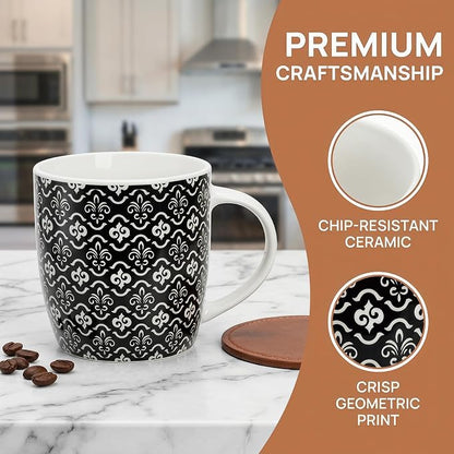 Okllen 6 Pack 11.5 Oz Coffee Mugs Geometric Textured, Ceramic Coffee Mugs - Image 3