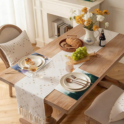 Misty Forest Placemats Set of 6, Rustic Mountain Linen Washable for Christmas, Thanksgiving, Party, and Daily Dining, Decorative Table Mats for 4-6 Person Table