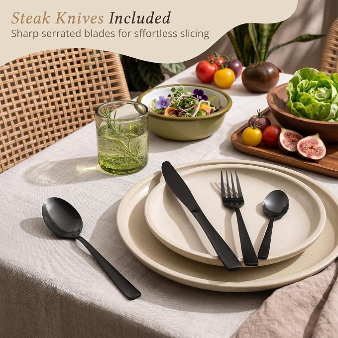 Hiware 48-Piece Black Silverware Set - Image 5