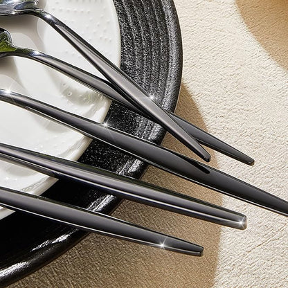 18/10 Silverware Set for 4, 20 Piece Black Stainless Steel Flatware Cutlery | - Image 3