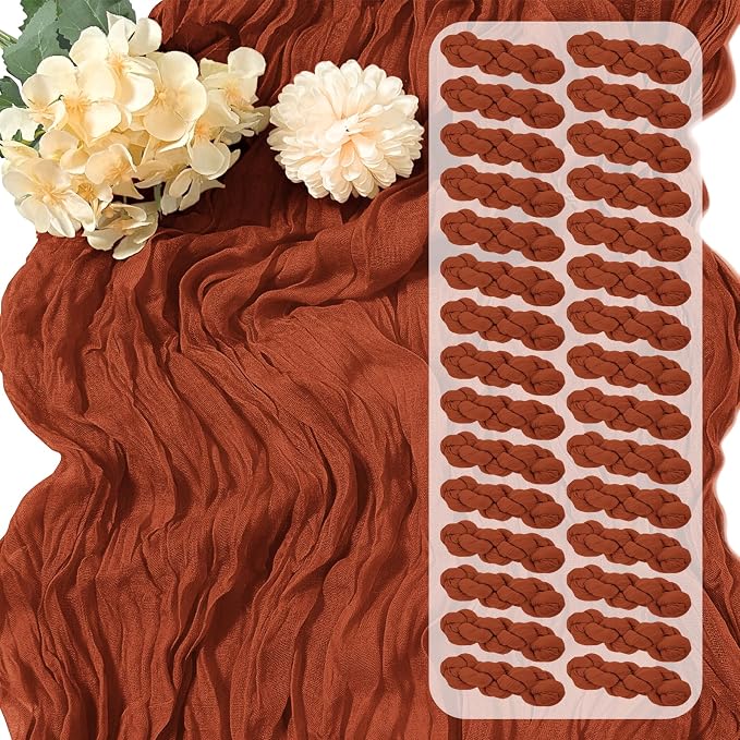 30 Pack Terracotta Cheesecloth Table Runner 17 x 108 inch Cheese Cloth Table by Yorcari