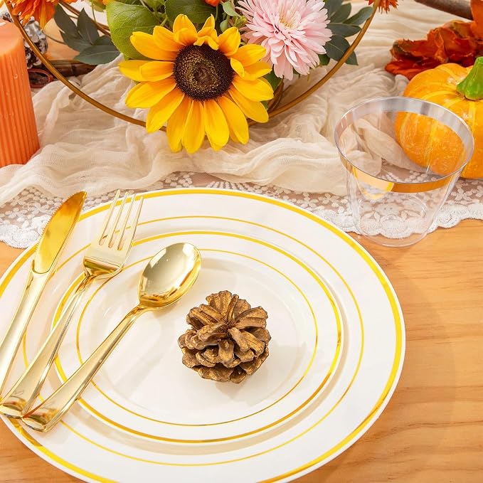 WELLIFE 210PCS Ivory Plastic Plates - Image 3