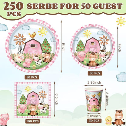 Funnymoom 250 Pcs Farm Animals Themed Party Decorations Barn Animal Paper - Image 2