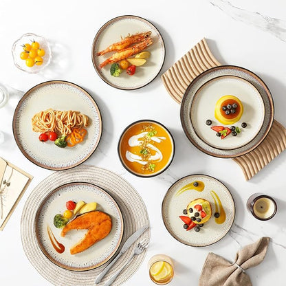 vancasso Plates and Bowls Sets, 24 Pieces Stoneware Dinnerware Sets - Image 2