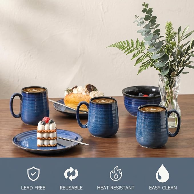 Coffee Mugs, 15 Ounce Ceramic Coffee Mug Set of 6, Reactive Glaze Tea Cups - Image 3