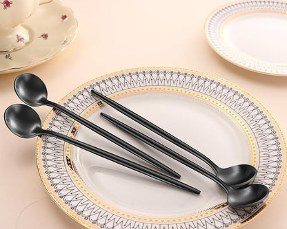 7.95 Inch Matte Black Iced Tea Spoons, SS18/10 Satin Black Long Handle Iced - Image 7