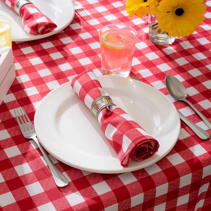 DII Checkered Tabletop Collection 100% Cotton, Machine Washable, Tablecloth - Image 2