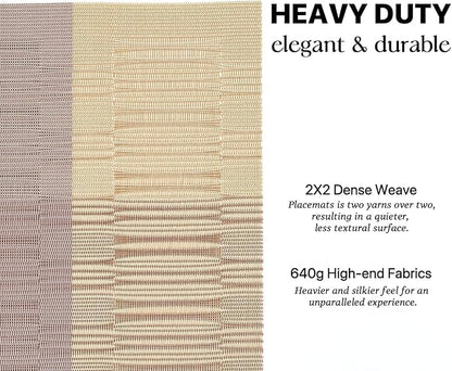 LEXMORE PlaceMats Set of 12 Vinyl/Plastic Woven Place Mats for Kitchen Table Indoor/Outdoor Washable PlaceMat Wipeable Dining Table Mats(Gold Dune)