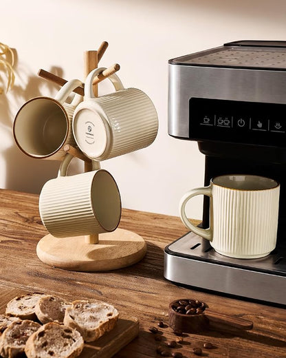 famiware Star Coffee Mug Set for 8, Handcrafted 12 oz Ceramic Stoneware Mugs - Image 7