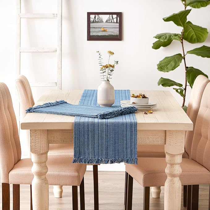 DII Variegated Tabletop Collection, Table Runner, Nautical Blue - Image 5