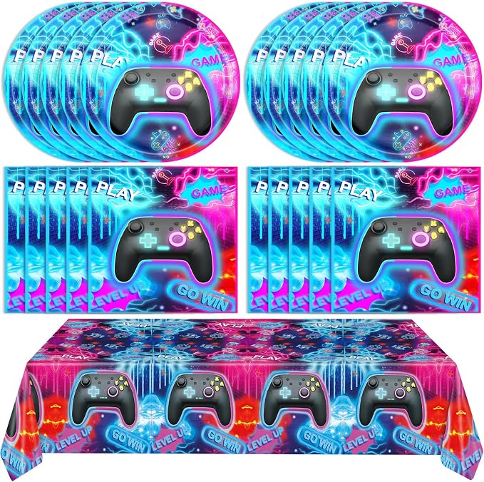 41Pcs Video Game Birthday Decorations Gaming Party Tableware Set Include Video by Mainivo