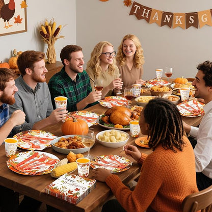 450 Pcs Happy Friendsgiving Tableware Set Decorations, Serves 50 | Fall - Image 4