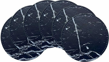 Set of 6 Leather Coasters, Round Coasters - Image 6