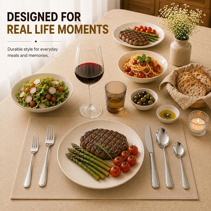 KIKCOIN 40 Pack Silverware Set for 8, Food-Grade Stainless Steel Flatware Set - Image 7