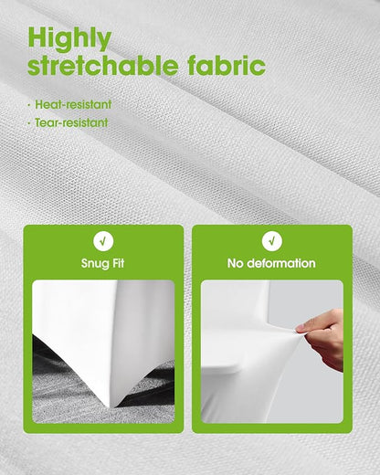 Pureegg Spandex Tablecloth 6ft - 6 Pack, Fitted and Tight Cloth for Rectangle Table, Wrinkle-Free and Stretch Table Cover for Party, Wedding, Banquet and Birthday, White