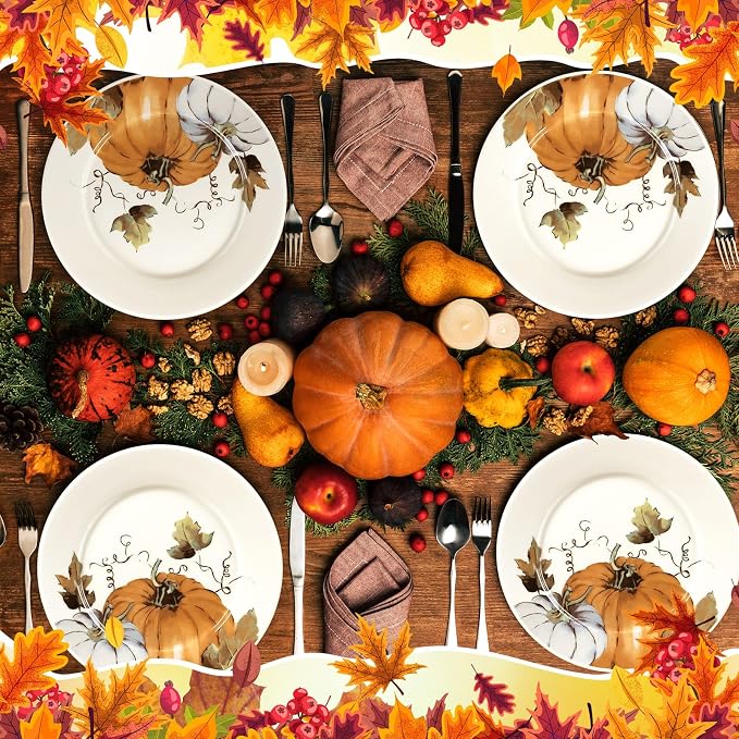 Honeydak 6 Pcs 6 Inch Fall Plates Pumpkin Ceramic Thanksgiving Salad Plates So - Image 4