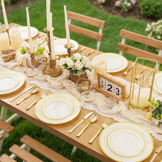 WELLIFE 350PCS Ivory Plastic Plates - Image 5