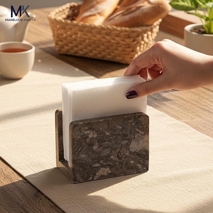 Marble Mini Napkin Holder 3" x 4" Inch Oceanic Stone - Image 6
