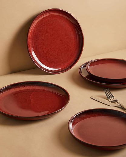 Santorini Mist Terracotta Reactive Glaze Plates and Bowls Sets, Stoneware - Image 6