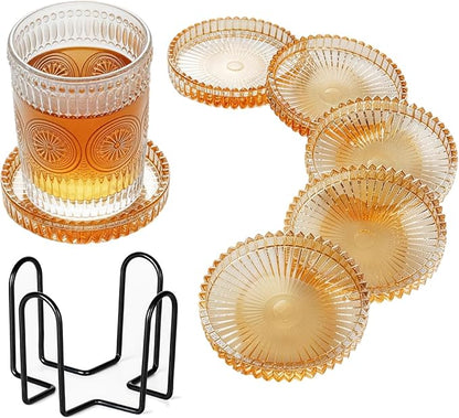 Champagne Modern Clear Coaster 6-Pack Glass Coasters by QFkris