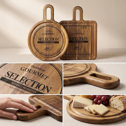 Acacia Wood Charcuterie & Cheese Board Set, 2-Piece Mini Serving Boards for Cheese, Fruit, Nuts & Appetizers – Elegant Snack Boards for Entertaining & Gift Giving