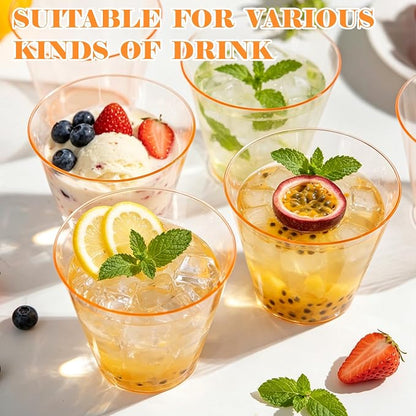 50 Pack 9oz Transparent Orange Plastic Cups, Fancy Disposable Cocktail Cup | - Image 5