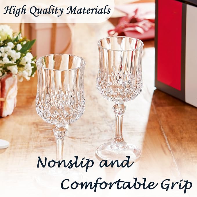 12Pack Plastic Wine Glasses, 7oz Vintage Goblets - Image 4