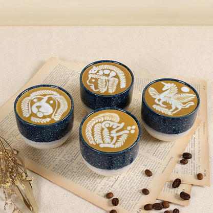 Ceramic Espresso Cups Set of 4, Double Walled Espresso Coffee Mugs - Image 2