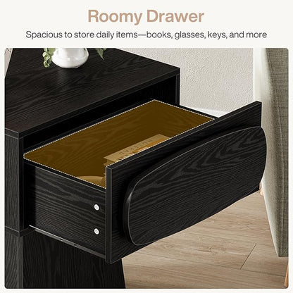 Tribesigns Modern Side End Table with Storage Drawer for Living Room, Bedroom and Small Space, Nightstand Accent Farmhouse Bedside with Oval-Shaped Handle, Easy Assembly (Modern, 1)