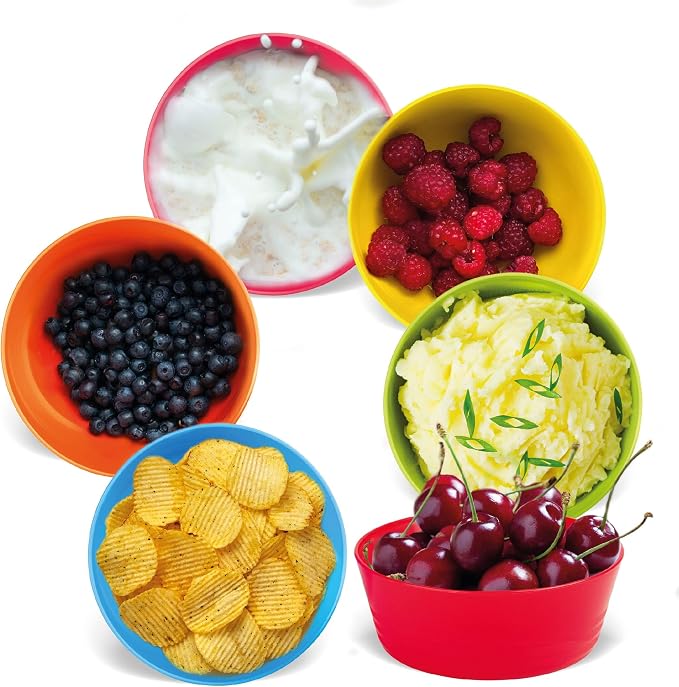 PLASKIDY Kids Plastic Bowls Set of 12, 10 Ounce Microwave Dishwasher Safe BPA - Image 5