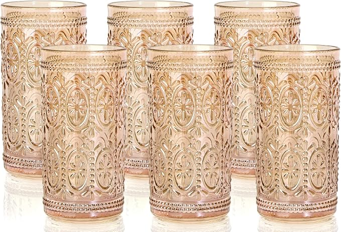 Darlion Amber Drinking Glasses, Vintage Glassware, 12oz Highball Glasses | by PurchaseNow