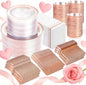 GATHER 700PCS Rose Gold Plastic Plates - Clear Rose Gold Rim Disposable Dinnerware Set Includes 200 Plates, 300 Silverware, 100 Napkins, 100 Cups for Party & Wedding & Valentine's Day