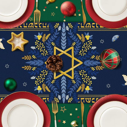 Hanukkah Burlap Table Runner Seasonal Kitchen Dining Linen Table Decoration - Image 5