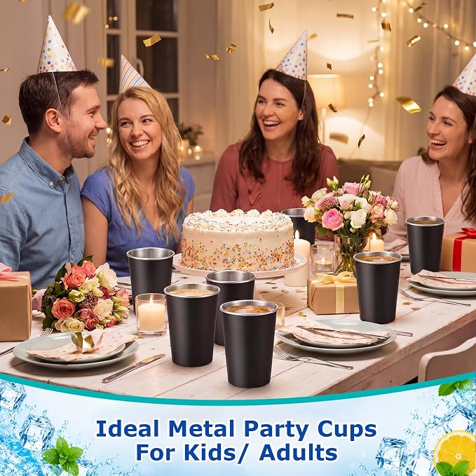 Mimorou 20 Pack 8 oz Stainless Steel Pint Cups Metal Cups Unbreakable Drinking - Image 4