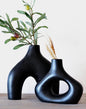 Carrot's Den Donut Vase, Set of 2 - Minimalist Nordic, White Ceramic Hollow Donut Vase Decor | Table Centerpiece, Olive Plant, Wedding, Living Room, Bookshelf, Office, Modern Home, Entryway, Console