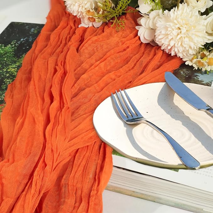 12 Pack Orange Cheesecloth Table Runner 10ft Boho Gauze Cheese Cloth Table - Image 5