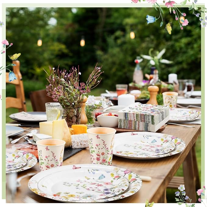 250 Pcs Wildflower Party Decorations Include Spring Summer Floral Paper Plates - Image 6