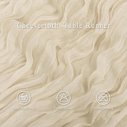 8 Pack Ivory Cheesecloth Table Runner 17x108 inch Boho Gauze Cheese Cloth Table - Image 4